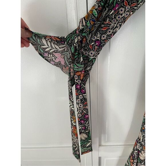 TOPSHOP Long Sleeve Dress Black Floral Paisley Mid-Maxi Length US Size 6 NEW WT! - Picture 4 of 11